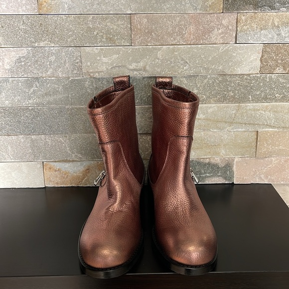 JIMMY CHOO Dondo Rosewood Grainy Calf Leather Biker Boots - Picture 5 of 16